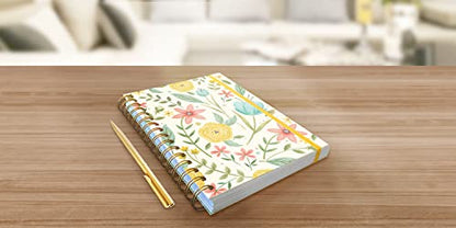 Designer Greetings, Designer Papers Flex Cover Journal with Elastic Band, Spring Flowers - 320 Pages (6” x 8.25”) - Back-to-School Supplies, Creative Writing, Personal Notes - style: Spring Flowers