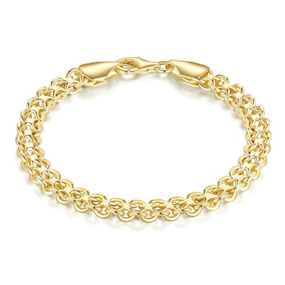 14K Gold Bracelet for Women 14K Gold Bracelets for Women Trendy Womens Link Bracelets Wide Mesh Design Mens Bracelet - size: 6.5