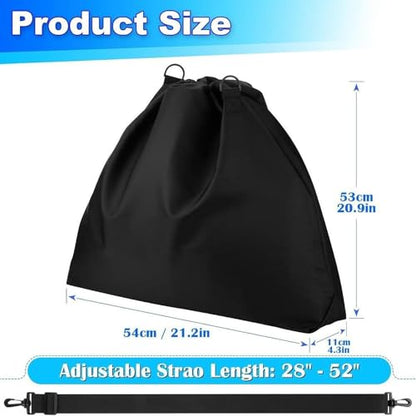 Memory Foam Cushion Storage Bag, Waterproof Nylon Drawstring Tote, 21.2x20.9in, Fits Seat Cushions Up to 19x18x6in, Detachable Strap, for Stadium Picnic Business Travel