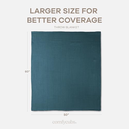 Comfy Cubs 100% Cotton Waffle Weave Throw Blanket Breathable Skin-Friendly Soft Lightweight Blankets - Perfect Warm Textured Blanket Layer - Size for Couch Bed & Sofa (Neptune, 50" X 60") - color: Neptune, size: 50" X 60"