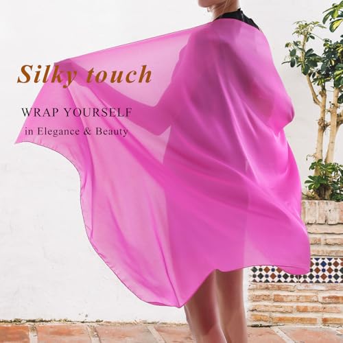 RIIQIICHY Women Shawls and Wraps for Evening Dresses Like Chiffon Silk Scarf Formal Silky Pashmina Shawls for Weddings - color: Rose Pink