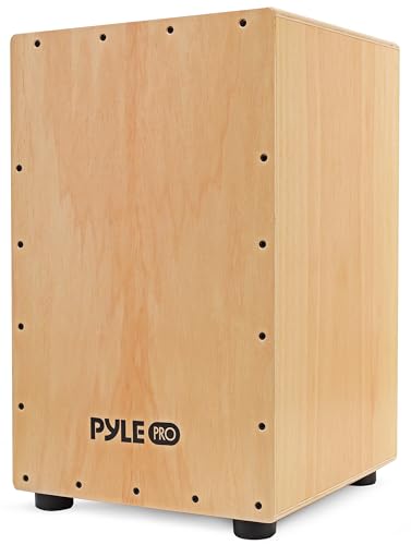 Pyle Jam - Wooden Cajon - Handcrafted Stringed Lightweight Percussion Box With Internal Guitar Strings, Rubber Capped Feet, Suitable For All Ages