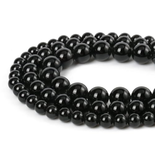 About 45pcs 8mm Natural Stone Beads Black Onyx Agate Beads Energy Crystal Power Gemstone for Jewelry Making, DIY Bracelet Necklace - color: Black Onyx Agate, size: 8mm