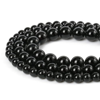 About 45pcs 8mm Natural Stone Beads Black Onyx Agate Beads Energy Crystal Power Gemstone for Jewelry Making, DIY Bracelet Necklace - color: Black Onyx Agate, size: 8mm