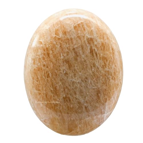 Cream Moonstone Crystals and Healing Stones - Large Palm Stone Crystals Piedra - Crystal for Good Luck, Positive Energy, Meditation - Unique Stocking Stuffers and Birthday Gifts for Women, Men - color: Cream Moonstone