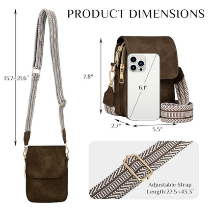 Fashion Small Crossbody Bags for Women Trendy Designer Cell Phone Purses Wallets with Card Holder Anti Theft Travel - color: Coffee