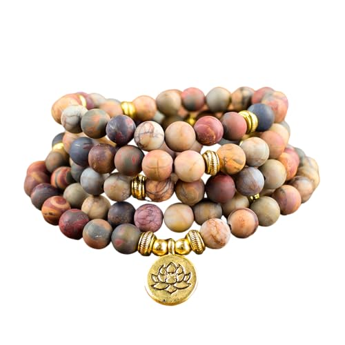Mala Bead Strand Bracelet, 108 Buddhist Prayer Beads Yoga Meditation Green Malachite Beads Necklace Women man - style: Picasso Beads