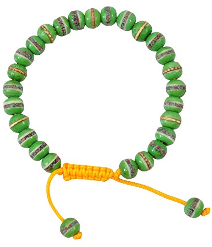 Handmade Tibetan Medicine Wrist Mala Bracelet – Buddhist Meditation Prayer Beads Healing Mala - style: green medicine