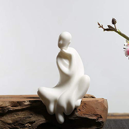 KJYHXX White Ceramic Little Monk Furniture Handmade Home Deco Creative Gift (Zen) - color: Zen