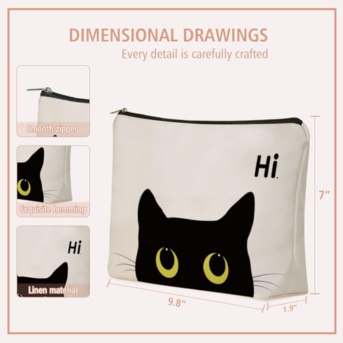 Black Cat Makeup Bag For Cat Mom Gift: Cute Kitty Cosmetic & Toiletry Pouch For Girls & Womens, Sisters, Friends.Ideal Black Cat Lover Gifts for Travel, Birthday, Christmas. - style: Black Cat