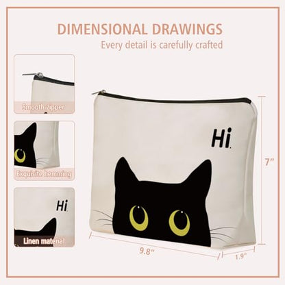 Black Cat Makeup Bag For Cat Mom Gift: Cute Kitty Cosmetic & Toiletry Pouch For Girls & Womens, Sisters, Friends.Ideal Black Cat Lover Gifts for Travel, Birthday, Christmas. - style: Black Cat