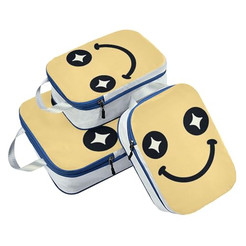 3 Set Packing Travel Organizer Polyester Folding Closet Organizer, Rainbow Happy Look (3 Set) - color: Rainbow Happy Look