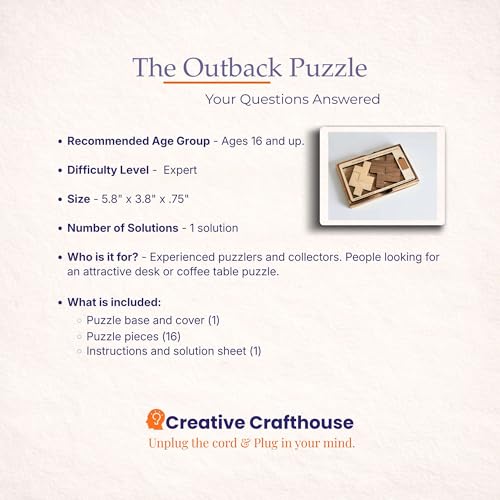 Creative Crafthouse Impossible Outback Puzzle - Multi Color Brain Teaser for Adults, 5-Piece Hard Wooden Puzzle, Difficult Puzzle Game Gift, Hard Brain Teasers - style: Brain teaser
