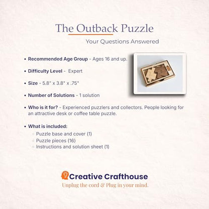 Creative Crafthouse Impossible Outback Puzzle - Multi Color Brain Teaser for Adults, 5-Piece Hard Wooden Puzzle, Difficult Puzzle Game Gift, Hard Brain Teasers - style: Brain teaser