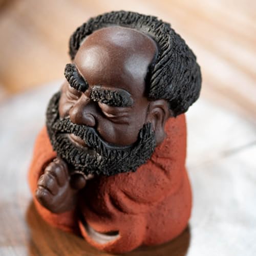 ULTECHNOVO Bodhidharma Desktop Ornament Purple Clay Zen Sculpture Tea Table Decoration Home Décor Accent for Meditation and Indoor Display