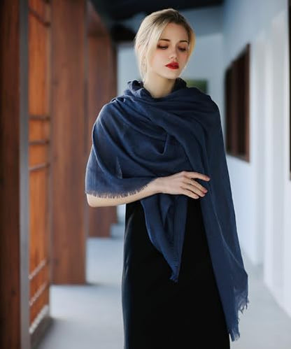 Harewom Lightweight Gauze Linen Feeling Shawl Wraps for Women Beach Summer Scarf for Evening Wedding Dresses - color: Shawl Wraps - Navy Blue