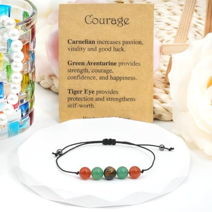 yfstyle Crystal Healing Stones Bracelets for Women & Men - Amethyst Anxiety Protection Bracelets - Natural Gemstones Jewelry Gifts - color: Courage