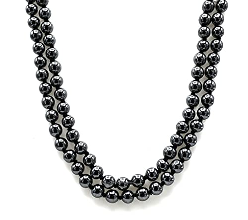 Amazing Gemstone Japa Mala 108 Prayer Beads Necklace and Wrist Mala Bracelet for Meditation - color: Hematite, size: Hand Knotted