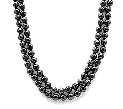 Amazing Gemstone Japa Mala 108 Prayer Beads Necklace and Wrist Mala Bracelet for Meditation - color: Hematite, size: Hand Knotted