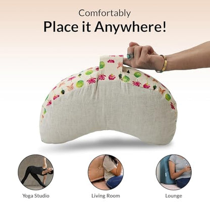 Meditation Cushion, Buckwheat Filling, Washable Organic Cotton Cover, Carry Handle, Mindful Comfort, Reduce Tailbone Pressure & Improve Posture Fuchsia Lotus - color: Fuchsia Lotus