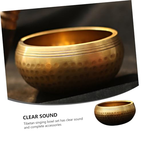 Handmade Tibetan Singing Bowl Set with Stick and Cushion for Meditation Yoga Sound Healing Feng Shui Mindfulness Portable Copper Bowls with Box for Spiritual Balance and Relaxation