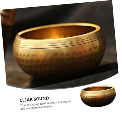 Handmade Tibetan Singing Bowl Set with Stick and Cushion for Meditation Yoga Sound Healing Feng Shui Mindfulness Portable Copper Bowls with Box for Spiritual Balance and Relaxation