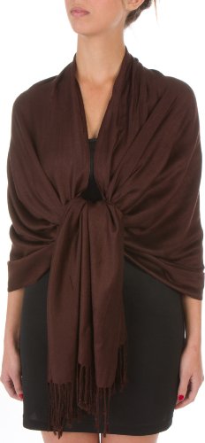 Sakkas 78" X 28" Rayon from Bamboo Soft Solid Pashmina Feel Shawl/Wrap/Stole - color: Chocolate Brown