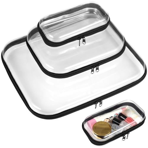 Generic 3-Pack Transparent Hard Shell Zippered Cases, Multiple Sizes, Waterproof Cosmetic and Toy Organizers, Portable Storage Pouches for Travel and Home
