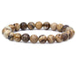 Keleny Gem Semi Precious Gemstones 8mm Natural Quartzite Stone Round Beads Crystal Stretch Bracelet 7 Inch Unisex - color: Yellow Picture Jasper