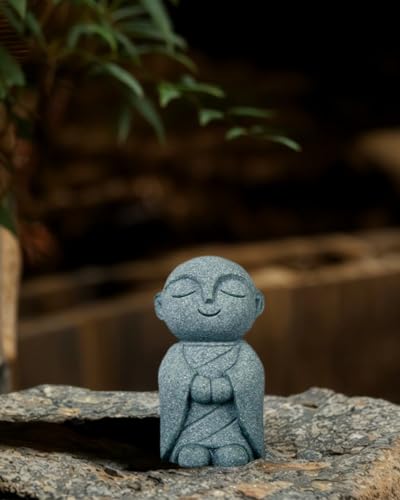 Mini Monk Buddha Statue Sandstone Statues Zen Monk Praying Statue Sculptures for Wealth Good Luck Feng Shui Decor Home Fish Tank Aquarium Garden (Style 10) - style: Style 10