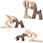 Custom Wooden Sculpture Name Engraved Human and Dog Statues - color: Custom Human and Dog