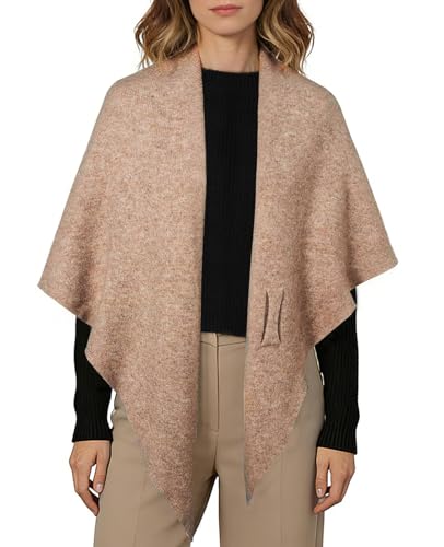 Women's Pashmina Shawl Wraps for Evening Dresses Wedding Bridal Open Front Poncho Cape Soft Large Scarf - color: Camel