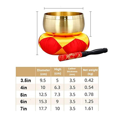 Tibetan Singing Bowl Meditation Set, Handmade Buddhist Music Bowl, Used for Yoga Prayer and Mindfulness Nepal Meditation Mat Accessories(7in)