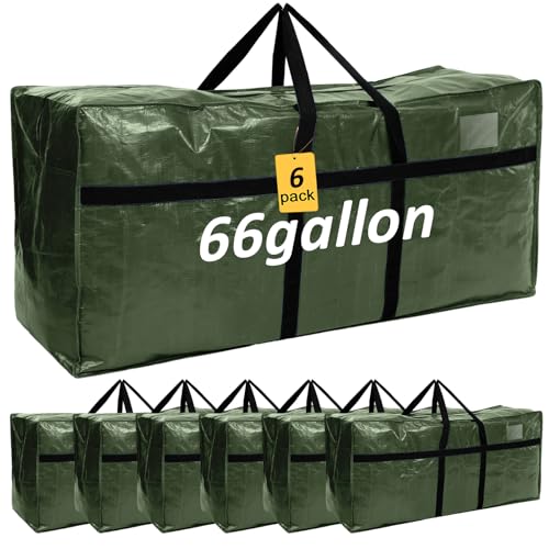 6 Pcs 66 Gallon Extra Large Moving Bags Heavy Duty Storage Bag with Strong Zipper Handle Foldable XXL Jumbo Storage Tote Packing Moving Box for College Dorm Travel Cloth Duffle (Army Green) - color: Green, size: 66 Gallon