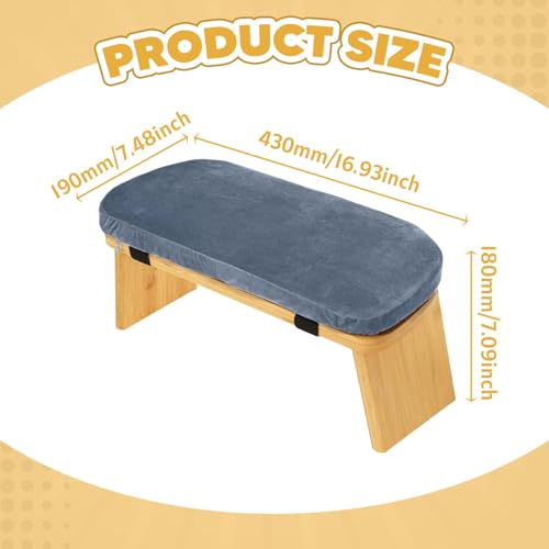 HouseVibe Meditation Bench Kneeling Stool Ergonomic Wood with Soft Cushion, Foldable, Portable Prayer Bench, Meditation Stool- Gray Blue - color: Gray Blue