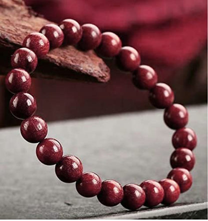 Sandalwood Bracelet for Women Men Buddhist Prayer Strand Chandan Bracelet Handmade Stretchable Elastic Sandalwood Beaded Wristbands for Yoga Meditation - style: Red Sandalwood 8mm
