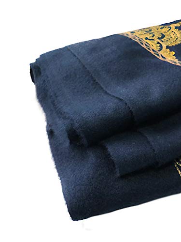 Urban CoCo Women's Embroidered Oversize Tassel Shawl Scarf Wraps for Women - color: #2-navy Blue