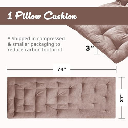 Intelligent Design Edelia Foldable Poly Chenille Light Weight Lounge Floor Pillow Cushion Tufted Seat for Meditation, Game Playing, Yoga, Reading with Travel Wrap, 74x27", Blush - color: Blush