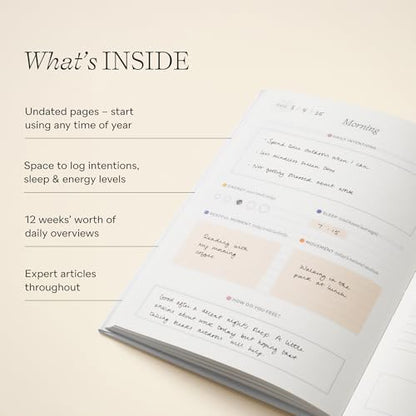 Papier Fairy Flies 12 Week Wellness Journal - Floral Hardback | Log Intentions Sleep & Energy, Morning & Evening | Weekly & Monthly CheckIn | Undated Planner | Reflection, Mindfulness | Self Care Gift