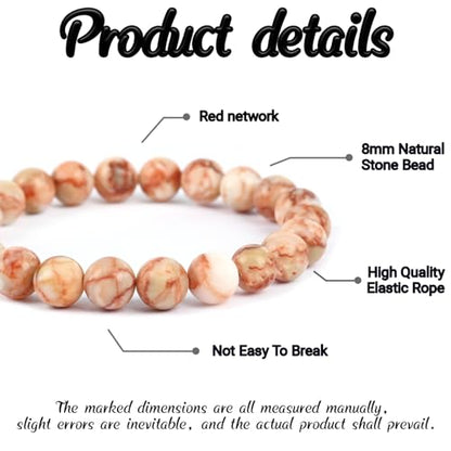 Natural Energy Healing Stone Charm Bracelet 8mm Natural Energy Healing Lava Rock Bracelet - Unisex - color: ZLY-Red network