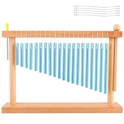 EASTROCK 20 Note Chime Table Wind Chime Bar Percussion Instrument Single Row Chime Hand Chimes Relaxing Meditation Healing Sound Desktop Decoration (Blue) - color: Blue