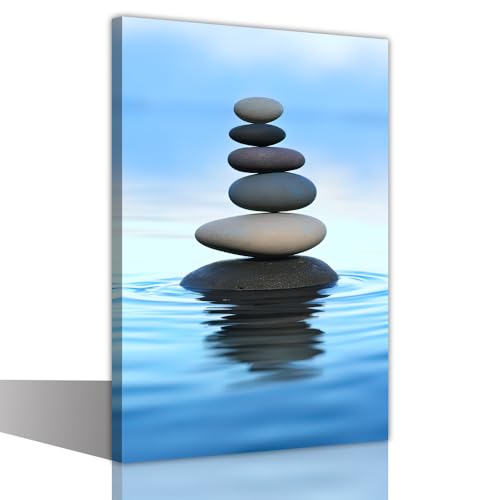 LURENCZH Zen Wall Art for Bathroom Wall Decor Zen Stone Canvas Painting Spa Meditation Spirit Picture Prints for Yoga Room Decor Framed(Stone-3,24.00" x 36.00") - color: Stone-3, size: 24.00" x 36.00"