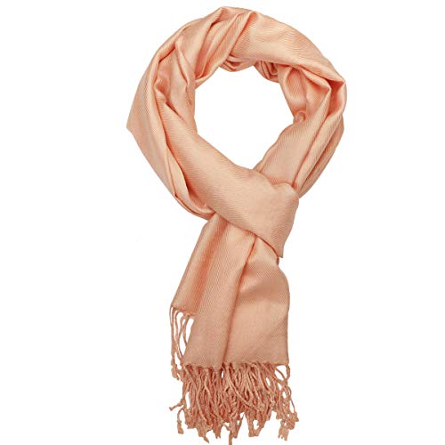 Falari Women's Soft Solid Color Pashmina Shawl Wrap Scarf, for Wedding, Bridesmaid Gifts, Evening Dress - color: Peach