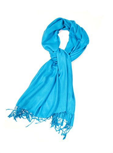 Sakkas Large Soft Silky Pashmina Shawl Wrap Scarf in Solid Colors - color: Turquoise