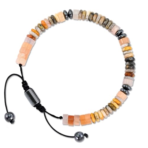 VIBILIA Healing Crystal Bracelets Beaded Bracelets for Men Women Natural Stone Adjustable Bracelets Unique Gifts for Father Son Grandfather Brother Friend - color: YellowAventurine