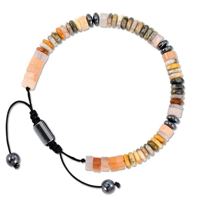 VIBILIA Healing Crystal Bracelets Beaded Bracelets for Men Women Natural Stone Adjustable Bracelets Unique Gifts for Father Son Grandfather Brother Friend - color: YellowAventurine