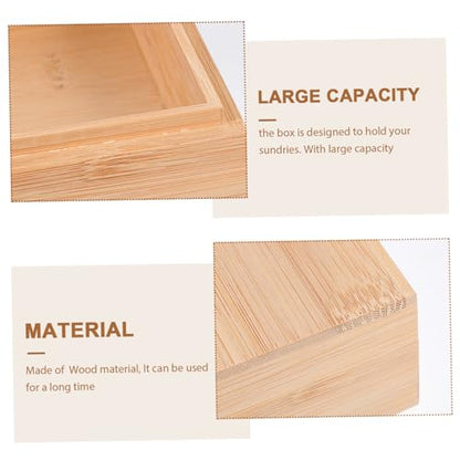 Square Wooden Storage Box Natural Material Modern Desktop Organizer Home Desk Organizer Lids