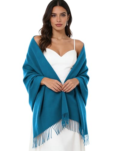 Sumolux Scarf for Women Pashmina Shawls Wraps for Evening Dresses Wedding Bridesmaid Gifts Winter Warm Soft Scarves - color: Sea Blue