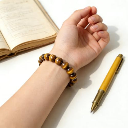 Natural Handmade Healing Chakra Bracelet - color: 10mm-Yellow Tiger Eye-FOR 7-8 INCH WRIST