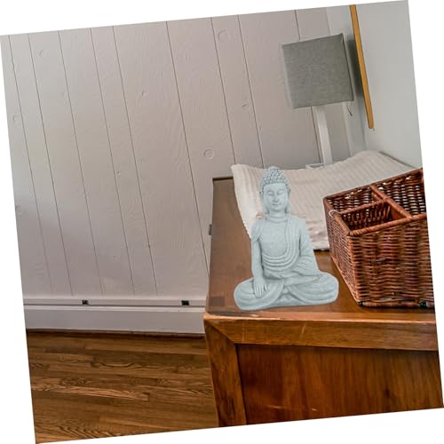 Uonlytech Zen Style Sandstone Buddha Figurine Desktop Decor for Home Office Meditation Balcony Bonsai Decoration Chinese Indoor Micro Landscape Statue